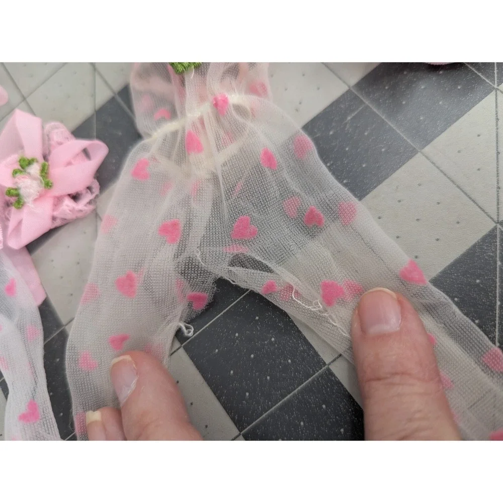 Fashion Doll Lingerie Pink Hearts‎ Lace Outfits Lot READ Damaged